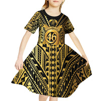 Vanuatu 46th Anniversary Of Independence Kid Short Sleeve Dress Gold Style LT05 - Polynesian Pride