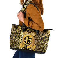 Vanuatu 46th Anniversary Of Independence Leather Tote Bag Gold Style LT05 Gold - Polynesian Pride