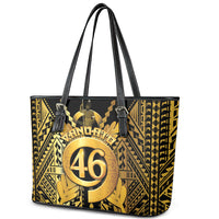 Vanuatu 46th Anniversary Of Independence Leather Tote Bag Gold Style LT05 - Polynesian Pride