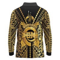 Vanuatu 46th Anniversary Of Independence Long Sleeve Polo Shirt Gold Style LT05 - Polynesian Pride
