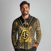 Vanuatu 46th Anniversary Of Independence Long Sleeve Polo Shirt Gold Style LT05 - Polynesian Pride