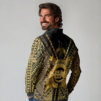 Vanuatu 46th Anniversary Of Independence Long Sleeve Polo Shirt Gold Style LT05 - Polynesian Pride