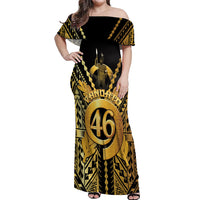 Vanuatu 46th Anniversary Of Independence Off Shoulder Maxi Dress Gold Style LT05 Women Gold - Polynesian Pride