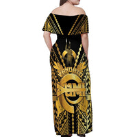 Vanuatu 46th Anniversary Of Independence Off Shoulder Maxi Dress Gold Style LT05 - Polynesian Pride