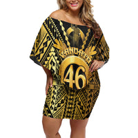 Vanuatu 46th Anniversary Of Independence Off Shoulder Short Dress Gold Style LT05 Women Gold - Polynesian Pride