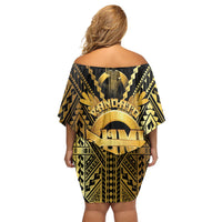 Vanuatu 46th Anniversary Of Independence Off Shoulder Short Dress Gold Style LT05 - Polynesian Pride