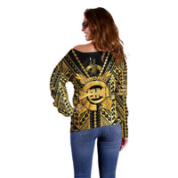 Vanuatu 45th Anniversary Of Independence Off Shoulder Sweater Gold Style - Polynesian Pride