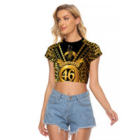 Vanuatu 46th Anniversary Of Independence Raglan Cropped T Shirt Gold Style LT05 Female Gold - Polynesian Pride