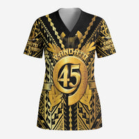 Vanuatu 46th Anniversary Of Independence Scrub Top Gold Style LT05 Adult Gold - Polynesian Pride