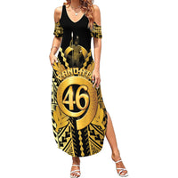 Vanuatu 46th Anniversary Of Independence Summer Maxi Dress Gold Style LT05 Women Gold - Polynesian Pride