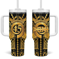 Vanuatu 46th Anniversary Of Independence Tumbler With Handle Gold Style LT05 One Size: 40 oz Gold - Polynesian Pride