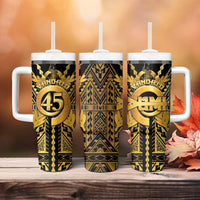 Vanuatu 46th Anniversary Of Independence Tumbler With Handle Gold Style LT05 - Polynesian Pride