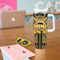 Vanuatu 46th Anniversary Of Independence Tumbler With Handle Gold Style LT05 - Polynesian Pride