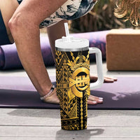 Vanuatu 46th Anniversary Of Independence Tumbler With Handle Gold Style LT05 - Polynesian Pride