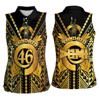 Vanuatu 46th Anniversary Of Independence Women Sleeveless Polo Shirt Gold Style LT05 - Polynesian Pride