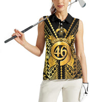 Vanuatu 46th Anniversary Of Independence Women Sleeveless Polo Shirt Gold Style LT05 - Polynesian Pride