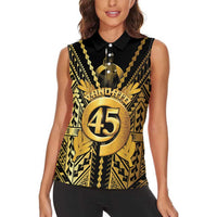 Vanuatu 46th Anniversary Of Independence Women Sleeveless Polo Shirt Gold Style LT05 - Polynesian Pride