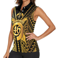Vanuatu 46th Anniversary Of Independence Women Sleeveless Polo Shirt Gold Style LT05 - Polynesian Pride