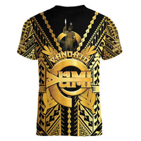 Vanuatu 45th Anniversary Of Independence Women V-Neck T-Shirt Gold Style - Polynesian Pride