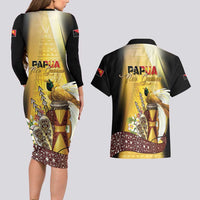 Papua New Guinea Couples Matching Long Sleeve Bodycon Dress and Hawaiian Shirt Independence Day Unique Style LT05 - Polynesian Pride