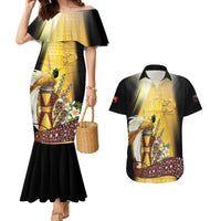 Papua New Guinea Couples Matching Mermaid Dress and Hawaiian Shirt Independence Day Unique Style LT05 Gold - Polynesian Pride