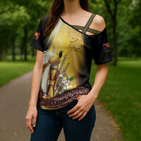 Papua New Guinea Cross Shoulder Shirt 50 Years Of Independence - Polynesian Pride