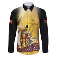 Papua New Guinea Family Matching Off Shoulder Maxi Dress and Hawaiian Shirt Independence Day Unique Style LT05 Daughter's Dress Gold - Polynesian Pride