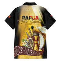 Papua New Guinea Family Matching Puletasi and Hawaiian Shirt Independence Day Unique Style LT05 Dad's Shirt - Long Sleeve Gold - Polynesian Pride