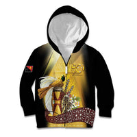 Papua New Guinea Kid Hoodie Independence Day Unique Style LT05 Zip Hoodie Gold - Polynesian Pride
