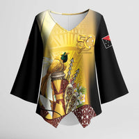 Papua New Guinea Kimono Sleeve Blouse Independence Day Unique Style LT05 Female Gold - Polynesian Pride