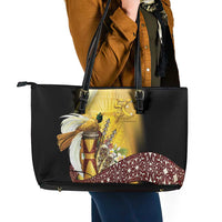 Papua New Guinea Leather Tote Bag Independence Day Unique Style LT05 - Polynesian Pride
