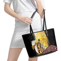 Papua New Guinea Leather Tote Bag Independence Day Unique Style LT05 - Polynesian Pride