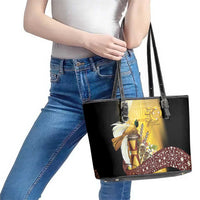 Papua New Guinea Leather Tote Bag Independence Day Unique Style LT05 - Polynesian Pride