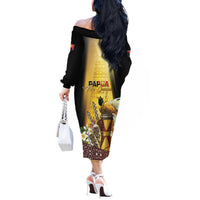 Papua New Guinea Off The Shoulder Long Sleeve Dress Independence Day Unique Style LT05 - Polynesian Pride