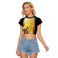 Papua New Guinea Raglan Cropped T Shirt Independence Day Unique Style LT05 Female Gold - Polynesian Pride