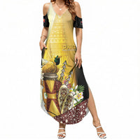 Papua New Guinea Summer Maxi Dress Independence Day Unique Style LT05 Women Gold - Polynesian Pride