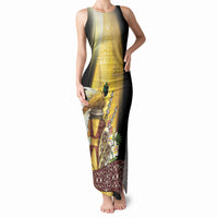 Papua New Guinea Tank Maxi Dress Independence Day Unique Style LT05 Women Gold - Polynesian Pride