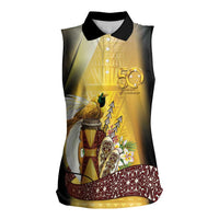 Papua New Guinea Women Sleeveless Polo Shirt Independence Day Unique Style LT05 Female Gold - Polynesian Pride