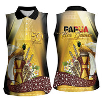 Papua New Guinea Women Sleeveless Polo Shirt 50 Years Of Independence - Polynesian Pride