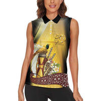 Papua New Guinea Women Sleeveless Polo Shirt 50 Years Of Independence - Polynesian Pride