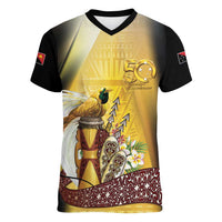 Papua New Guinea Women V-Neck T-Shirt Independence Day Unique Style LT05 Female Gold - Polynesian Pride