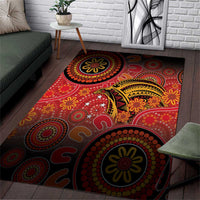Papua New Guinea Area Rug Birds Of Paradise With Aboriginal Pattern - Polynesian Pride