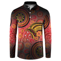 Papua New Guinea Button Sweatshirt Birds Of Paradise With Aboriginal Pattern - Polynesian Pride