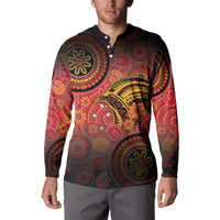 Papua New Guinea Button Sweatshirt Birds Of Paradise With Aboriginal Pattern - Polynesian Pride