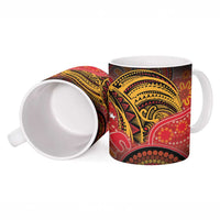 Papua New Guinea Ceramic Mug Birds Of Paradise With Aboriginal Pattern LT05 - Polynesian Pride