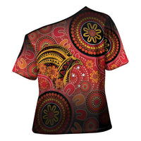 Papua New Guinea Cross Shoulder Shirt Birds Of Paradise With Aboriginal Pattern LT05 - Polynesian Pride