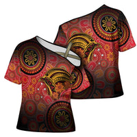 Papua New Guinea Cross Shoulder Shirt Birds Of Paradise With Aboriginal Pattern LT05 - Polynesian Pride