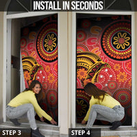 Papua New Guinea Door Cover Birds Of Paradise With Aboriginal Pattern - Polynesian Pride