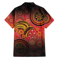 Papua New Guinea Family Matching Off Shoulder Short Dress and Hawaiian Shirt Birds Of Paradise With Aboriginal Pattern - Polynesian Pride