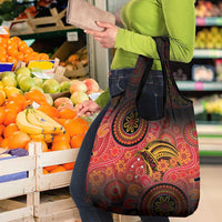 Papua New Guinea Grocery Bag Birds Of Paradise With Aboriginal Pattern - Polynesian Pride